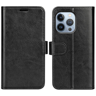 iPhone 14 Pro Hoesje - MobyDefend Wallet Book Case (Sluiting Achterkant) - Zwart