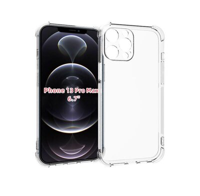 iPhone 13 Pro Max Hoesje - MobyDefend Transparante Shockproof TPU Backcover - Verstevigde Hoeken - Volledig Doorzichtig