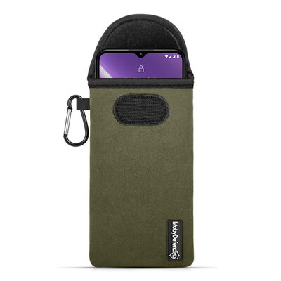Hoesje voor Nokia G42 - MobyDefend Neopreen Pouch Met Karabijnhaak - Insteekhoesje - Riemlus Hoesje - Groen