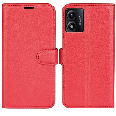 Motorola Moto E13 Hoesje - MobyDefend Kunstleren Wallet Book Case (Sluiting Voorkant) - Rood