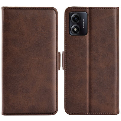 Motorola Moto E13 Hoesje - MobyDefend Luxe Wallet Book Case (Sluiting Zijkant) - Bruin