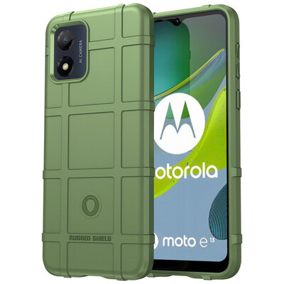 Motorola Moto E13 Hoesje - Mobydefend Rugged Shield TPU Backcover - Groen