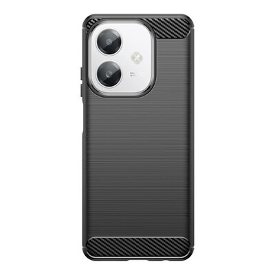 Oppo A60 5G  / Oppo A40 / Oppo A40m Hoesje - MobyDefend TPU Backcover - Geborstelde Metaal &amp; Carbon-Look - Zwart