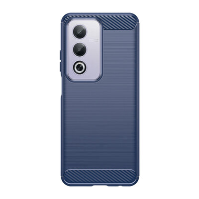 Oppo A80 5G Hoesje - MobyDefend TPU Backcover - Geborstelde Metaal &amp; Carbon-Look - Blauw