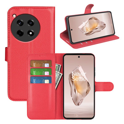 OnePlus 12R Hoesje - MobyDefend Kunstleren Wallet Book Case (Sluiting Voorkant) - Rood