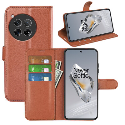 OnePlus 12 Hoesje - MobyDefend Kunstleren Wallet Book Case (Sluiting Voorkant) - Bruin