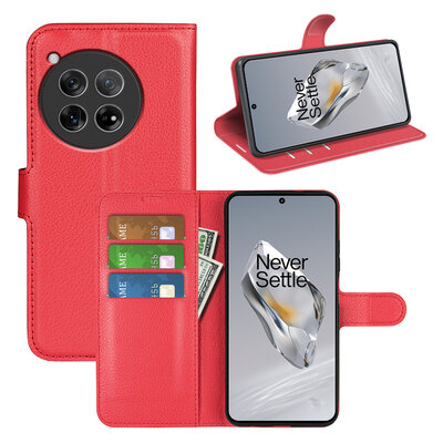 OnePlus 12 Hoesje - MobyDefend Kunstleren Wallet Book Case (Sluiting Voorkant) - Rood