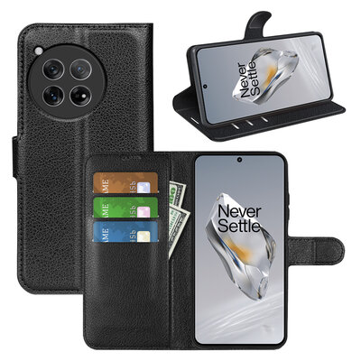 OnePlus 12 Hoesje - MobyDefend Kunstleren Wallet Book Case (Sluiting Voorkant) - Zwart