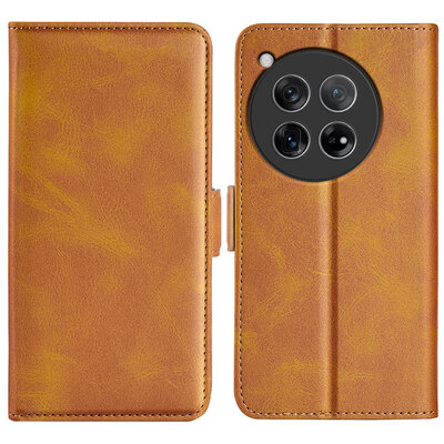 OnePlus 12 Hoesje - MobyDefend Luxe Wallet Book Case (Sluiting Zijkant) - Lichtbruin