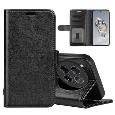 OnePlus 12 Hoesje - MobyDefend Wallet Book Case (Sluiting Achterkant) - Zwart