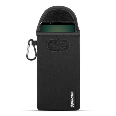 Hoesje voor Sony Xperia 1 VI - MobyDefend Neopreen Pouch Met Karabijnhaak - Insteekhoesje - Riemlus Hoesje - Zwart