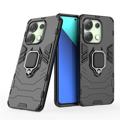 Xiaomi Redmi Note 13 4G Hoesje - MobyDefend Dubbelgelaagde Pantsercase Met Standaard - Zwart