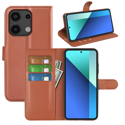 Xiaomi Redmi Note 13 4G Hoesje - MobyDefend Kunstleren Wallet Book Case (Sluiting Voorkant) - Bruin