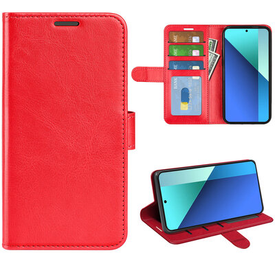 Xiaomi Redmi Note 13 4G Hoesje - MobyDefend Wallet Book Case (Sluiting Achterkant) - Rood