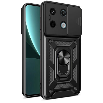 Xiaomi Redmi Note 13 Pro 5G Hoesje - MobyDefend Pantsercase Met Draaibare Ring - Zwart