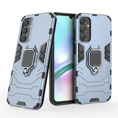 Samsung Galaxy A15 Hoesje - MobyDefend Dubbelgelaagde Pantsercase Met Standaard - Blauw