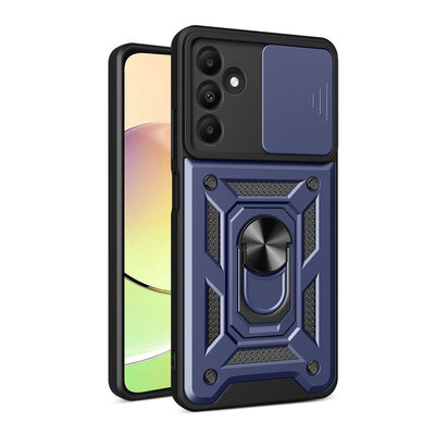 Samsung Galaxy A15 Hoesje - MobyDefend Pantsercase Met Draaibare Ring - Blauw