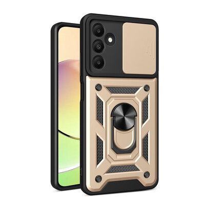 Samsung Galaxy A15 Hoesje - MobyDefend Pantsercase Met Draaibare Ring - Goud