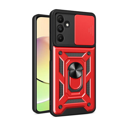 Samsung Galaxy A15 Hoesje - MobyDefend Pantsercase Met Draaibare Ring - Rood