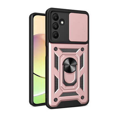 Samsung Galaxy A15 Hoesje - MobyDefend Pantsercase Met Draaibare Ring - Ros&eacute;