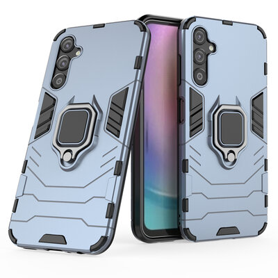 Samsung Galaxy A25 Hoesje - MobyDefend Dubbelgelaagde Pantsercase Met Standaard - Blauw