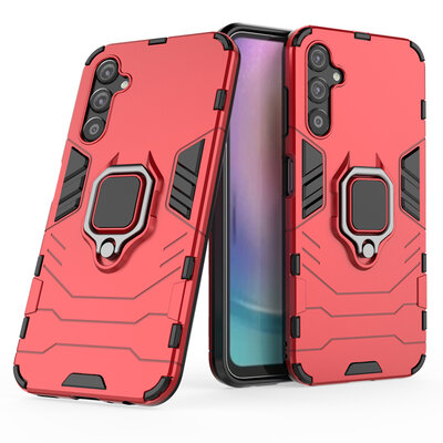 Samsung Galaxy A25 Hoesje - MobyDefend Dubbelgelaagde Pantsercase Met Standaard - Rood
