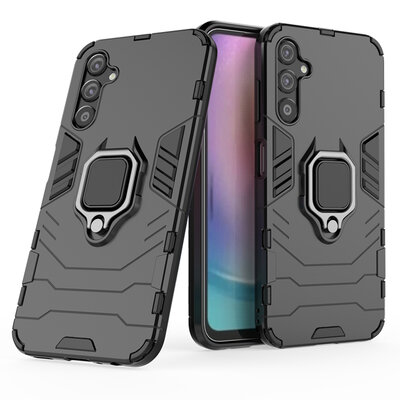 Samsung Galaxy A25 Hoesje - MobyDefend Dubbelgelaagde Pantsercase Met Standaard - Zwart