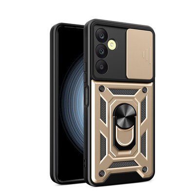 Samsung Galaxy A25 Hoesje - MobyDefend Pantsercase Met Draaibare Ring - Goud
