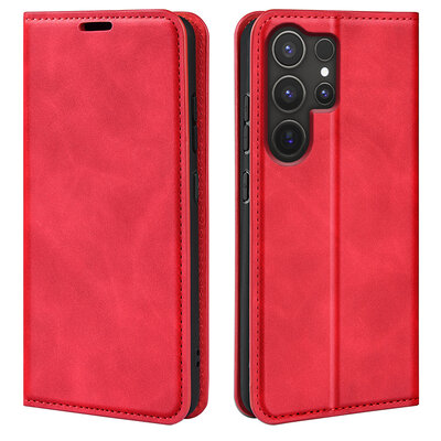 Samsung Galaxy S25 Ultra Hoesje - MobyDefend Luxe Wallet Bookcase (Magnetische Sluiting) - Rood