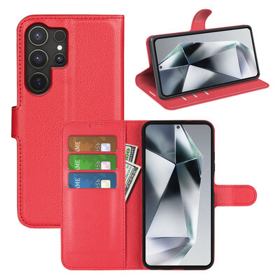 Samsung Galaxy S25 Ultra Hoesje - MobyDefend Kunstleren Wallet Book Case (Sluiting Voorkant) - Rood