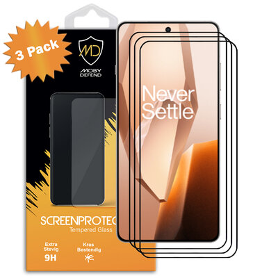 3-Pack OnePlus 13R Screenprotectors - MobyDefend Screensavers Met Zwarte Randen - Gehard Glas 