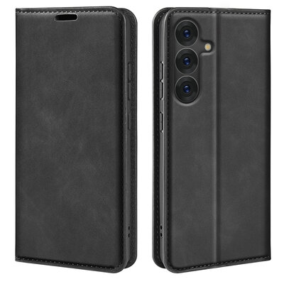 Samsung Galaxy S25 Hoesje - MobyDefend Luxe Wallet Bookcase (Magnetische Sluiting) - Zwart
