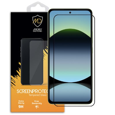 Xiaomi Redmi Note 14 4G Screenprotector - MobyDefend Screensaver Met Zwarte Randen - Gehard Glas 