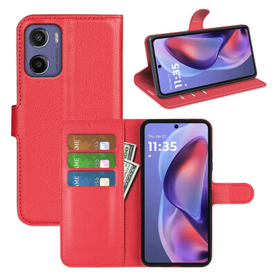 Motorola Moto E15 / G05 Hoesje - MobyDefend Kunstleren Wallet Book Case (Sluiting Voorkant) - Rood