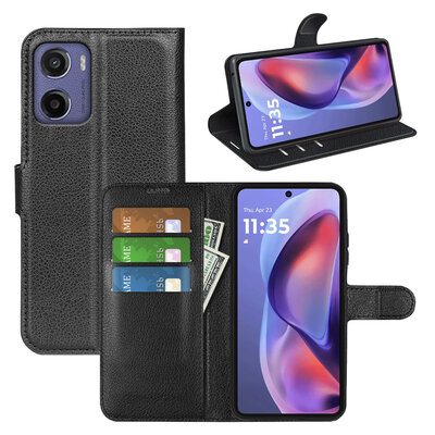 Motorola Moto E15 / G05 Hoesje - MobyDefend Kunstleren Wallet Book Case (Sluiting Voorkant) - Zwart