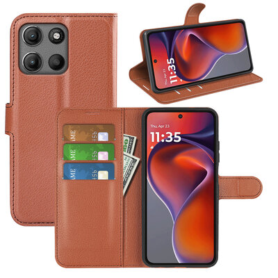 Motorola Moto G15 / G15 Power Hoesje - MobyDefend Kunstleren Wallet Book Case (Sluiting Voorkant) - Bruin