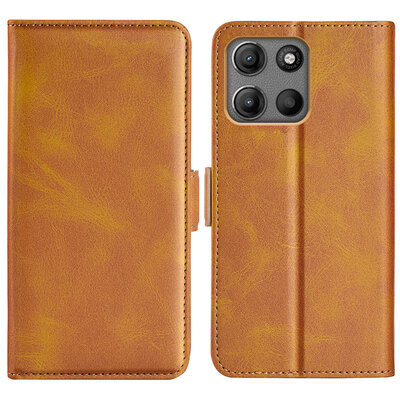 Motorola Moto G15 / G15 Power Hoesje - MobyDefend Luxe Wallet Book Case (Sluiting Zijkant) - Lichtbruin