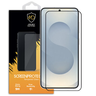 Samsung Galaxy S25 Screenprotector - MobyDefend Screensaver Met Zwarte Randen - Gehard Glas 
