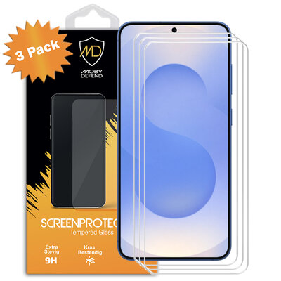 3-Pack Samsung Galaxy S25 Plus (S25+) Screenprotectors - MobyDefend Case-Friendly Screensavers - Gehard Glas