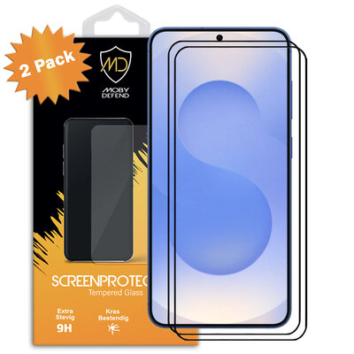 2-Pack Samsung Galaxy S25 Plus (S25+) Screenprotectors - MobyDefend Screensavers Met Zwarte Randen - Gehard Glas 