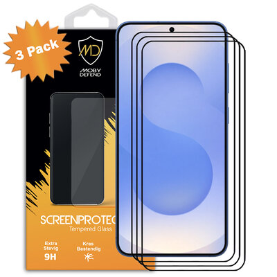 3-Pack Samsung Galaxy S25 Plus (S25+) Screenprotectors - MobyDefend Screensavers Met Zwarte Randen - Gehard Glas 