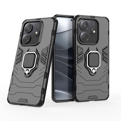 Xiaomi Redmi Note 14 5G Hoesje - MobyDefend Dubbelgelaagde Pantsercase Met Standaard - Zwart
