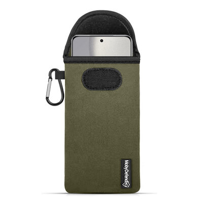Hoesje voor Xiaomi 15 Ultra - MobyDefend Neopreen Pouch Met Karabijnhaak - Insteekhoesje - Riemlus Hoesje - Groen