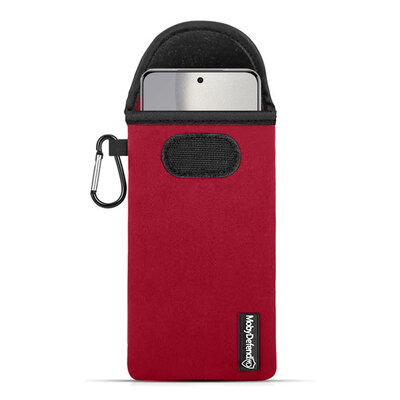 Hoesje voor Xiaomi 15 Ultra - MobyDefend Neopreen Pouch Met Karabijnhaak - Insteekhoesje - Riemlus Hoesje - Rood