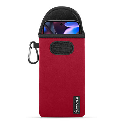 Hoesje voor Google Pixel 9 Pro XL - MobyDefend Neopreen Pouch Met Karabijnhaak - Insteekhoesje - Riemlus Hoesje - Rood