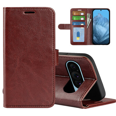 Google Pixel 9 / Pixel 9 Pro Hoesje - MobyDefend Wallet Book Case (Sluiting Achterkant) - Bruin