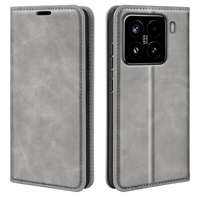 Xiaomi 15 Hoesje - MobyDefend Luxe Wallet Bookcase (Magnetische Sluiting) - Grijs