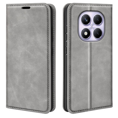 Xiaomi Redmi Note 14 Pro 4G Hoesje - MobyDefend Luxe Wallet Bookcase (Magnetische Sluiting) - Grijs