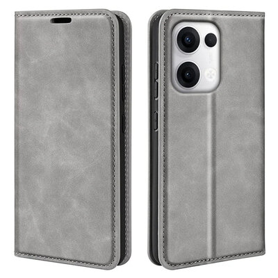Oppo Reno13 Pro Hoesje - MobyDefend Luxe Wallet Bookcase (Magnetische Sluiting) - Grijs