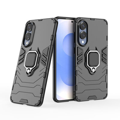 Samsung Galaxy S25 Edge Hoesje - MobyDefend Dubbelgelaagde Pantsercase Met Standaard - Zwart